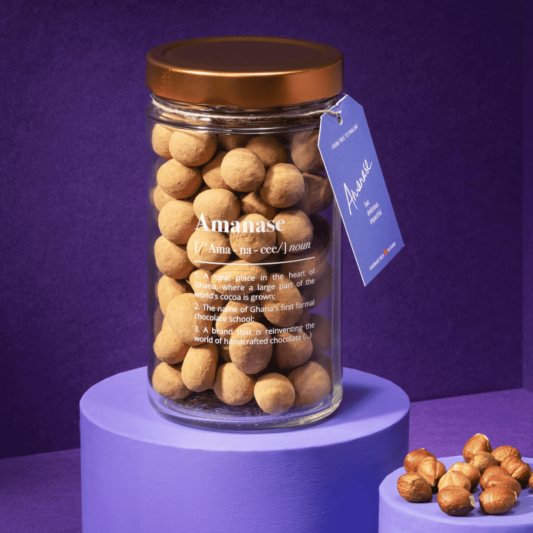 Amanase Vegan Fair Handmade Organic Haselnuts in Dark Chocolate