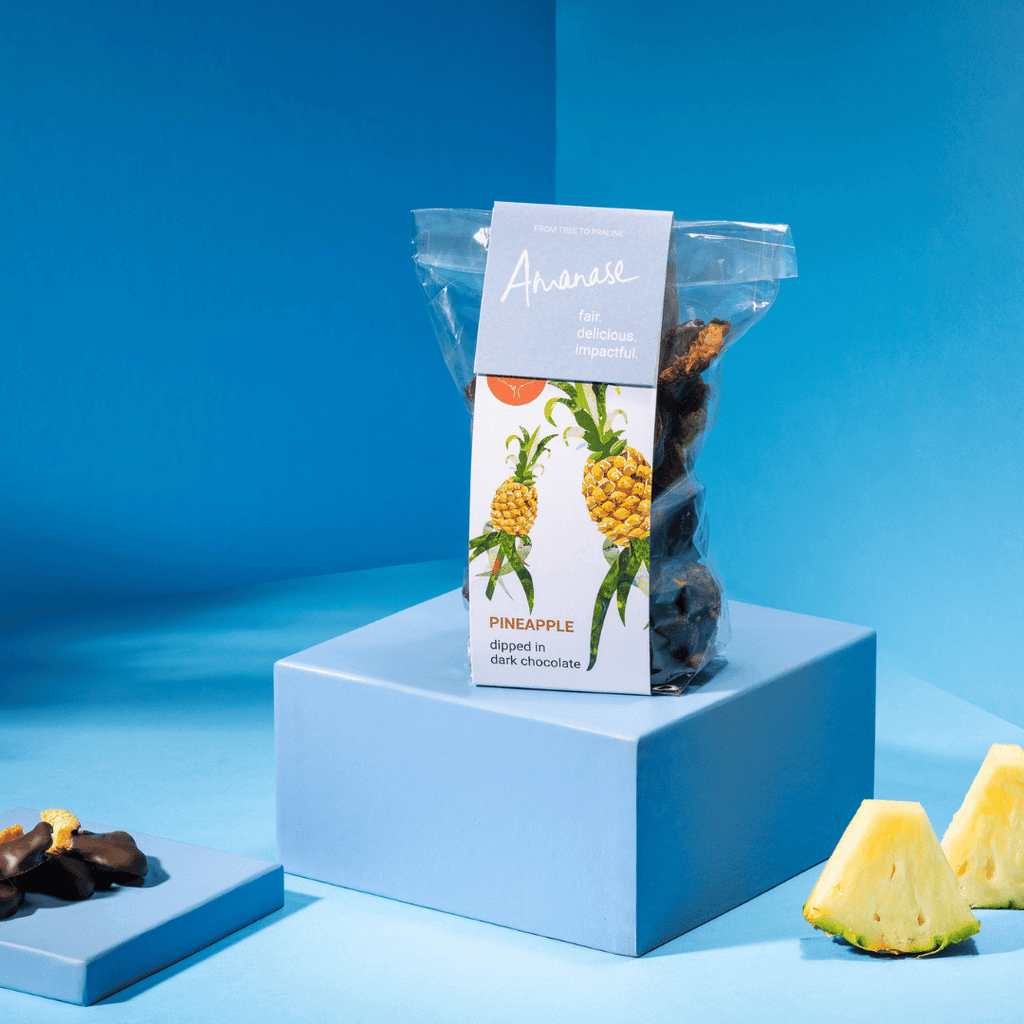 Amanase Handmade Ananas mit veganer, fairer Bio-Schokolade