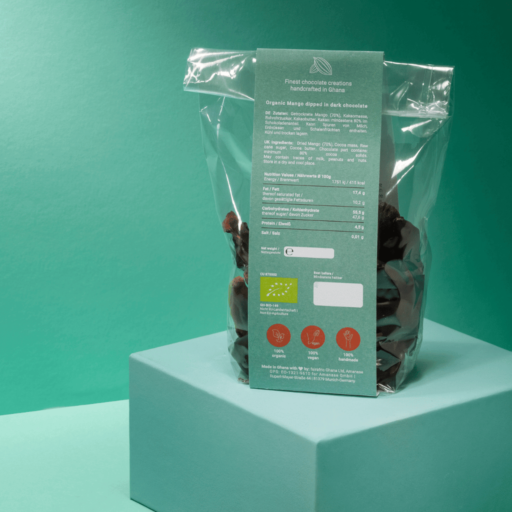 Amanase Vegan Fair Handmade Organic Mango Dipped in Dark Chocolate